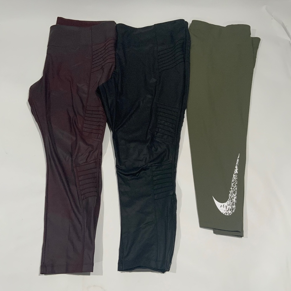 Athleta Delancey Gleam Moto Tight & Nike 7/8 Leggings